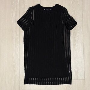 Sport B. Paris Black Sheer Striped Mini Dress with Slip Dress